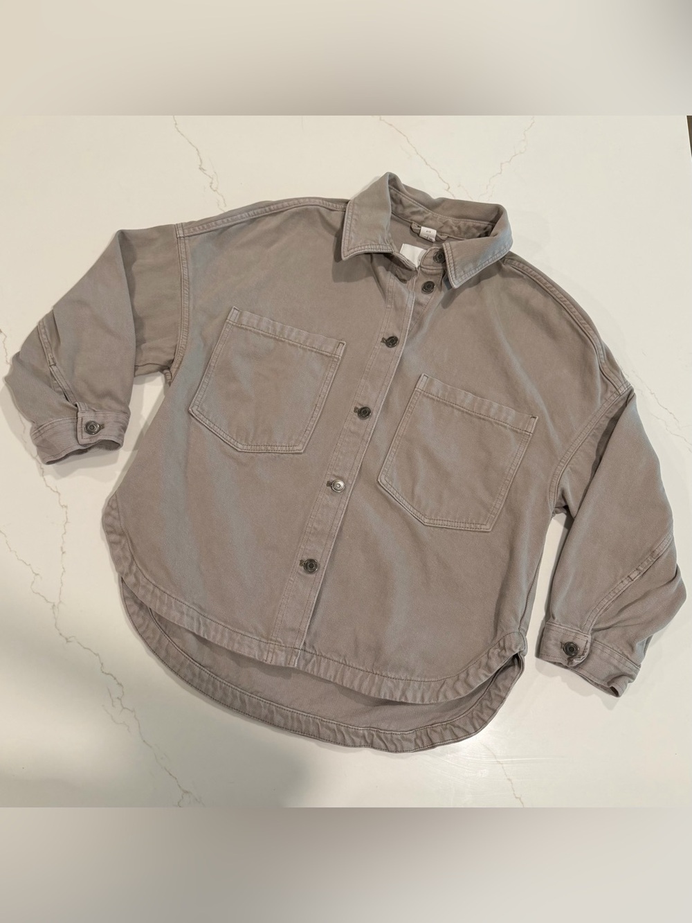 H&M Washed Taupe Button-Up Shacket